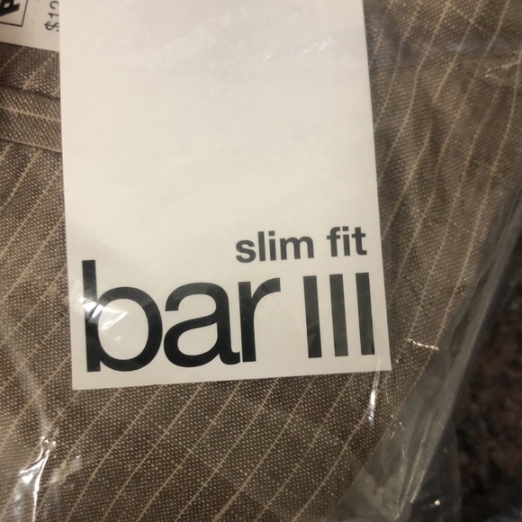 Bar III Men’s Slim Fit Tan Pinstripe Linen Suit Pants Created for Macy’s - Picture 10 of 10